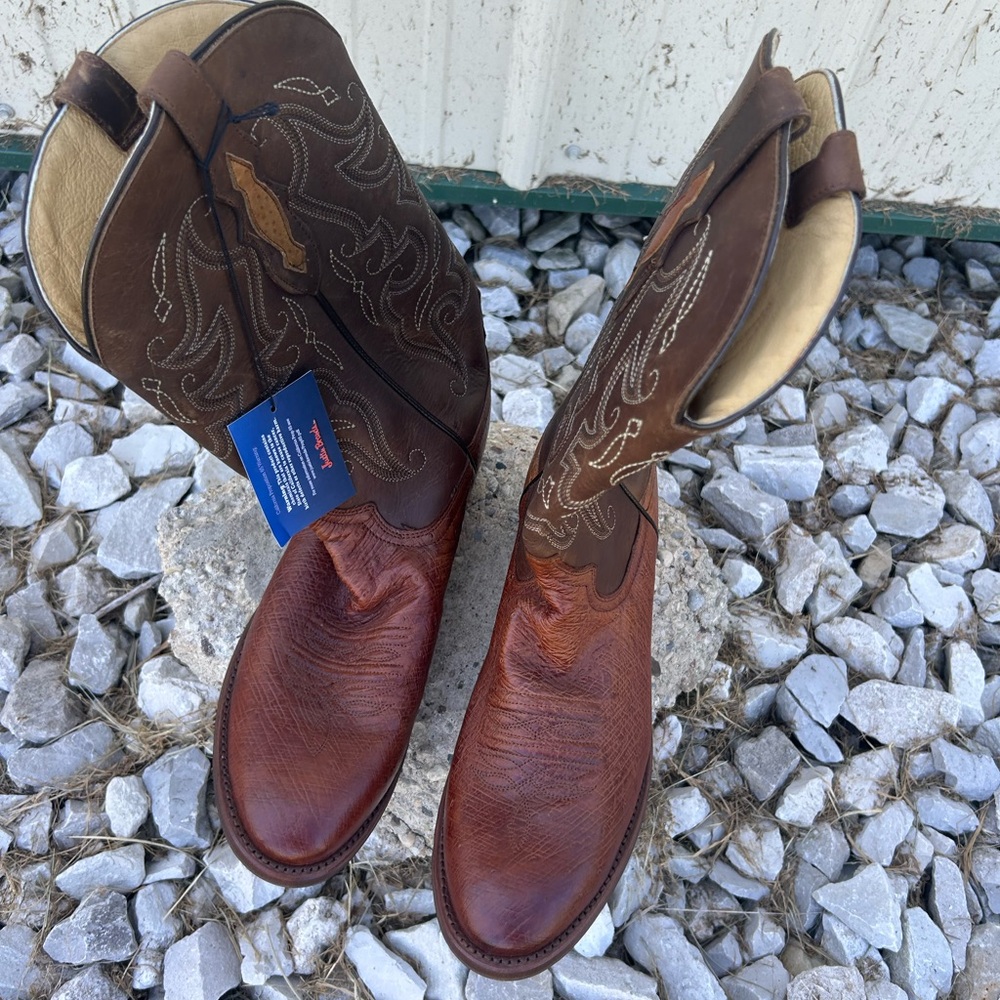 Tony Lama Rich Brown Leather Cowboy Boots